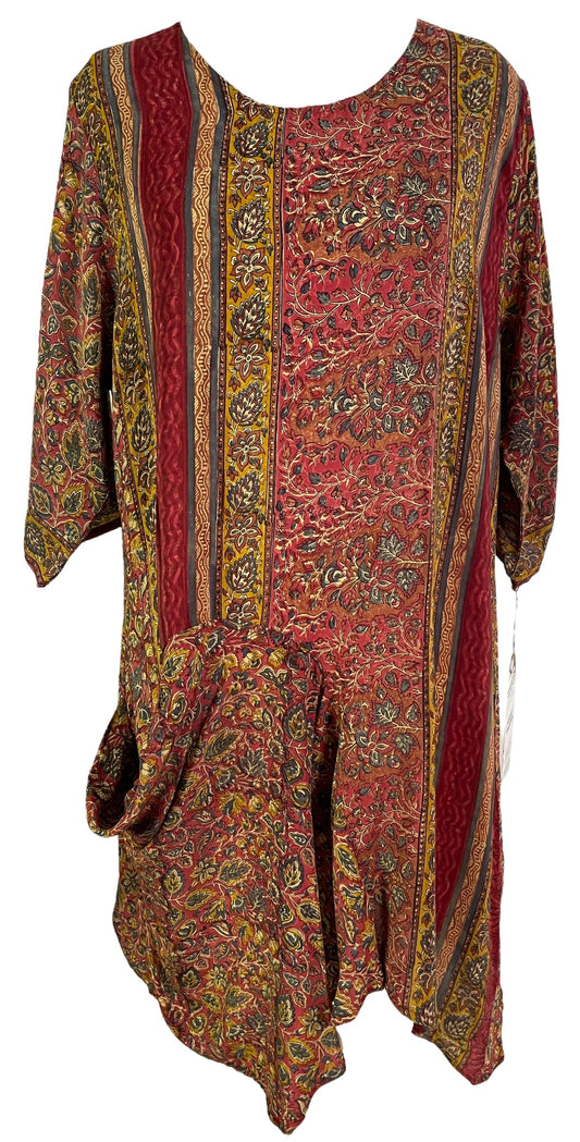 PRC6049 Avatar Pure Silk Self Pocket Tunic Dress - Velora