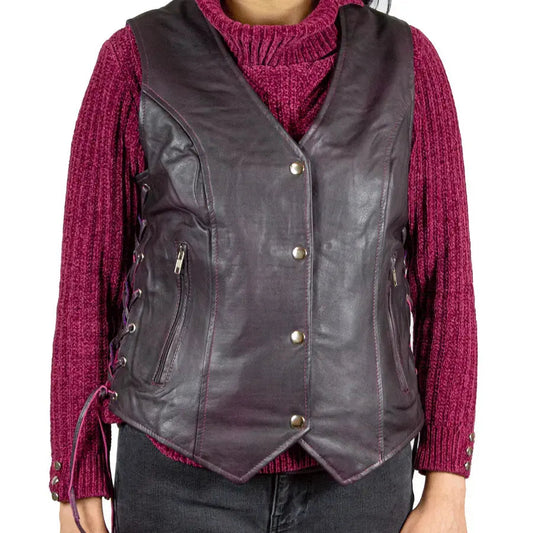 Open Road Women's Lace Side Leather Vest Boutique of Leathers/Open Road