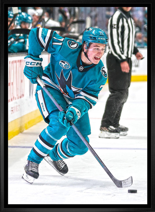 Macklin Celebrini 20x29 Framed Canvas San Jose Sharks - Velora Luxury Fashion
