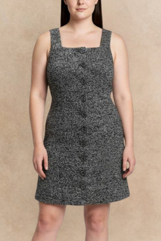 Madelaine Grey Tweed Apron Dress - Velora Luxury Fashion