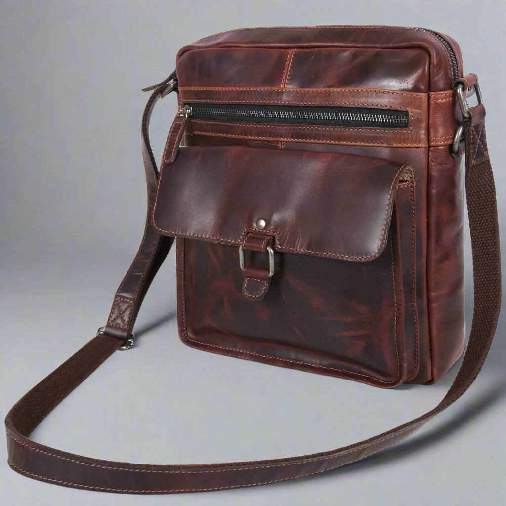 Manhattan Leather Satchel | Buffalo Leather Crossbody Bag for Men & Women - Velora Luxury Fashion