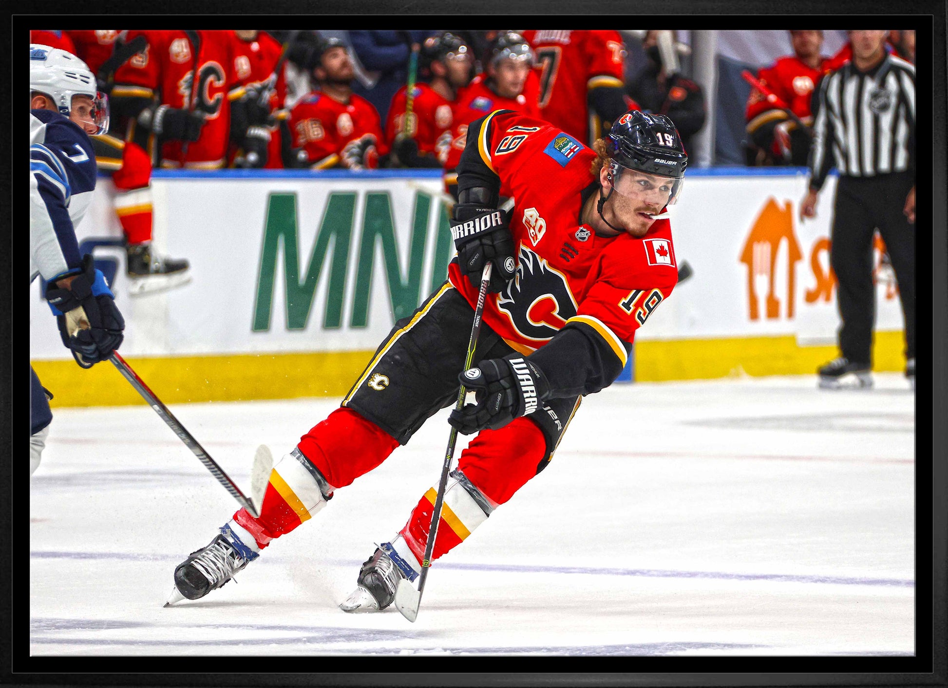 Matthew Tkachuk Calgary Flames Framed 20x29 Skating Canvas - Velora Luxury Fashion