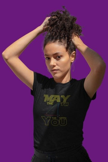 May the 4th Be With You Rhinestone T-Shirt – Sparkle Star Wars Inspired Tee for Women & Men | Blingdazzel