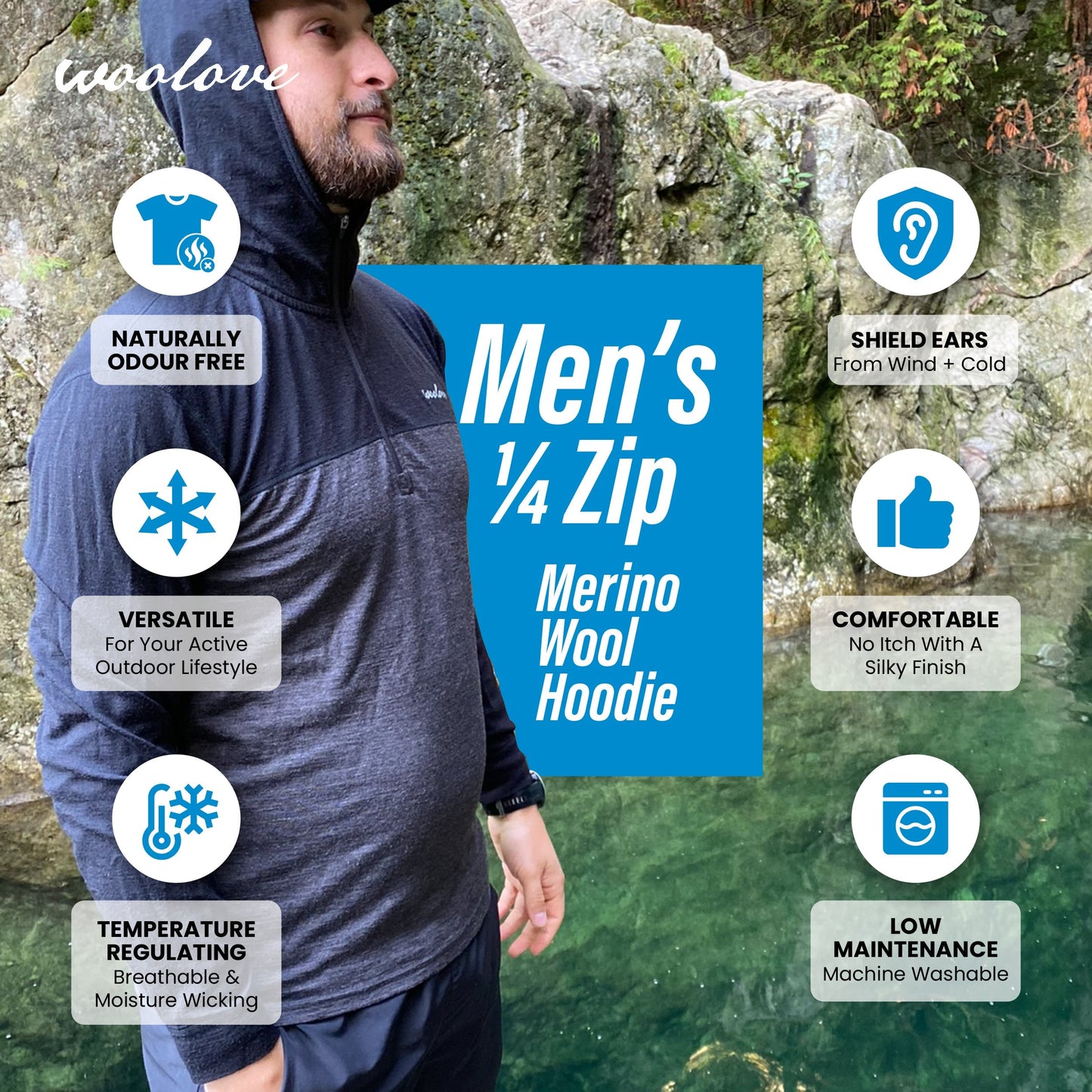 Men's 1/4 Zip Hoodie Pullover - Velora Luxury Fashion