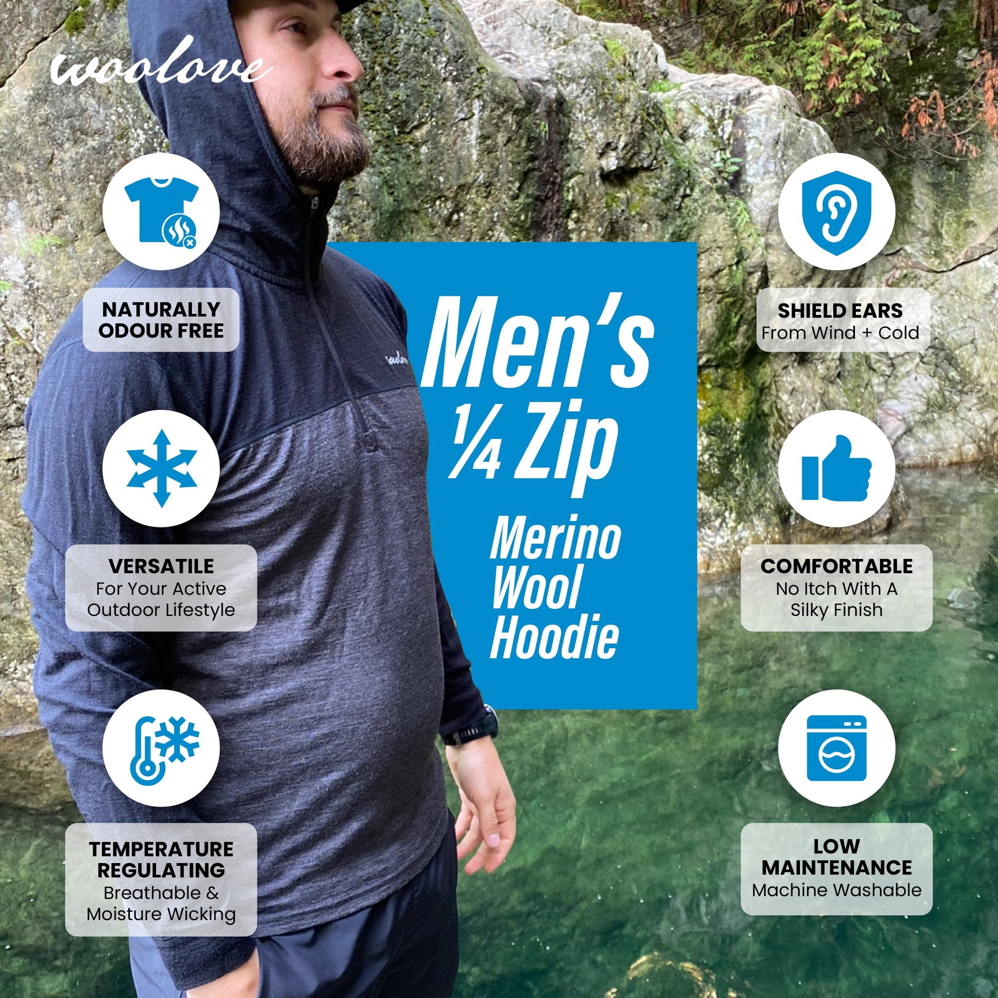 Men's 1/4 Zip Hoodie Pullover - Velora Luxury Fashion