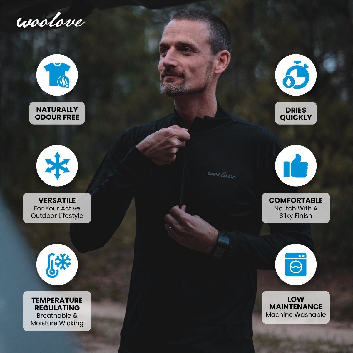Men's 100% Merino Wool 1/4 Zip Baselayer Pullover 190 GSM - Midweight - Velora Luxury Fashion