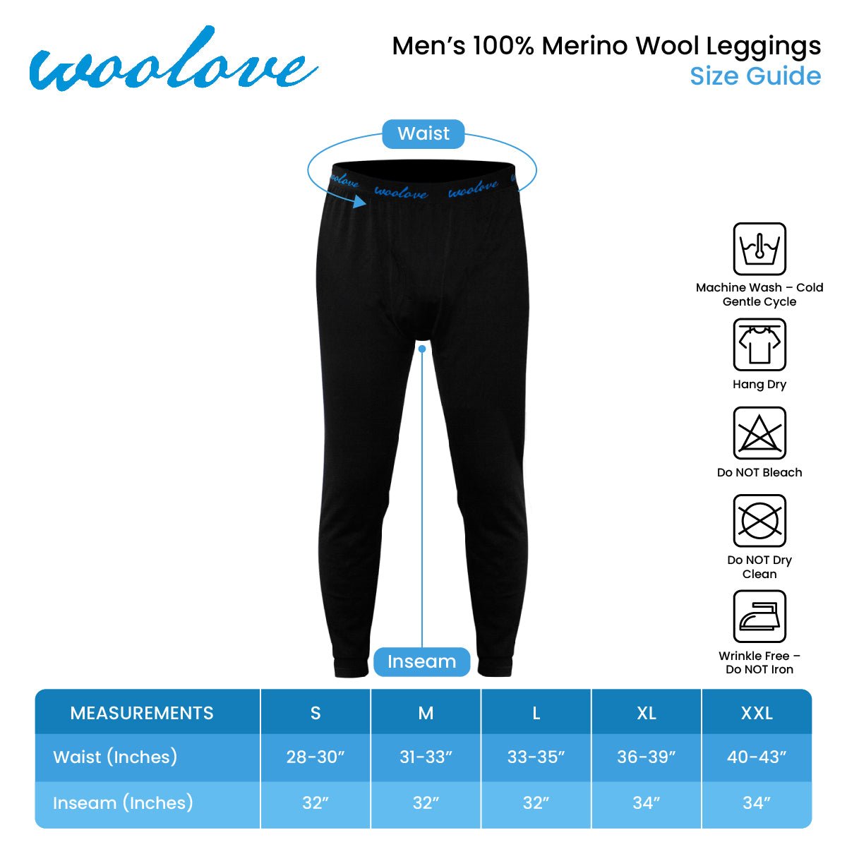 Men's 100% Merino Wool Long Underwear Base Layer Leggings 190 GSM - Midweight - Velora Luxury Fashion