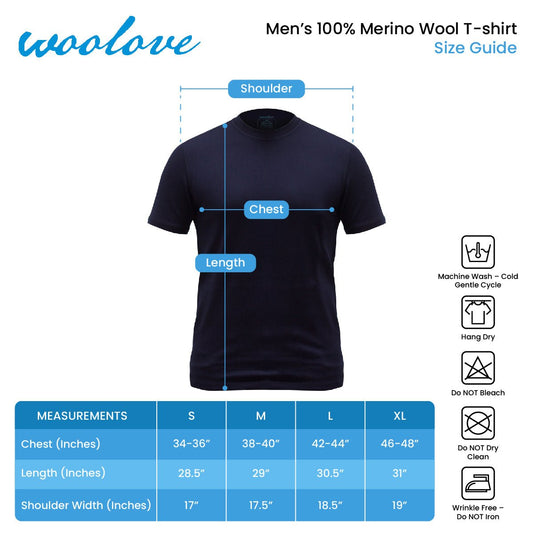 Men's 100% Merino Wool Short Sleeve T-Shirt 180 GSM - Lightweight - Velora Luxury Fashion