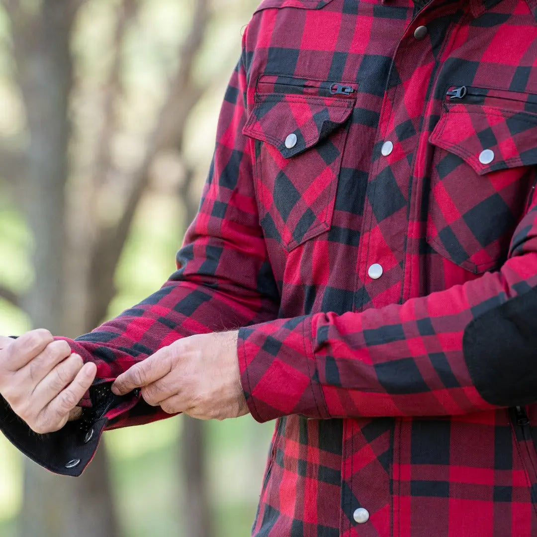Men's Armored Flannel Biker Shirt with Extra Protection - Velora Luxury Fashion