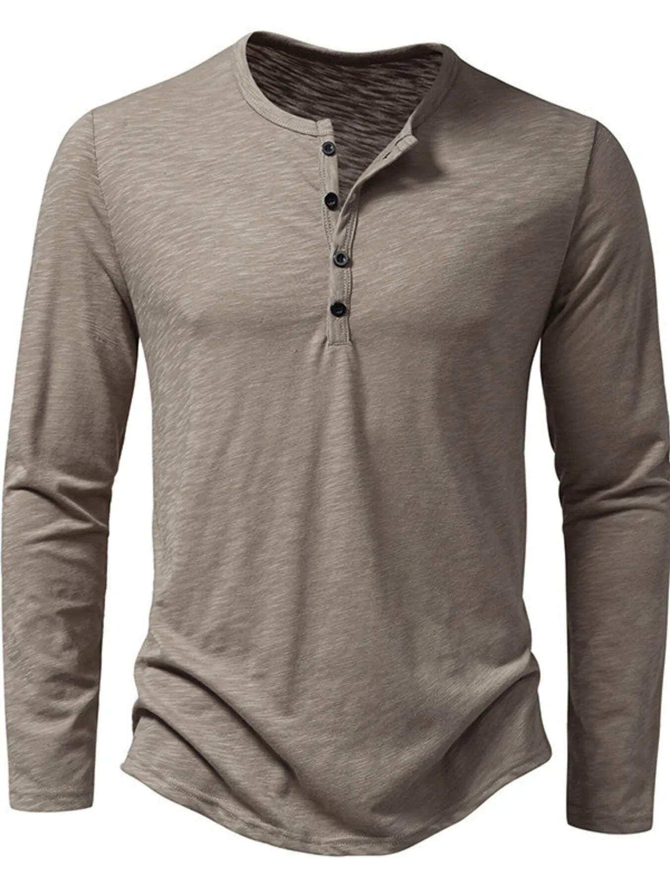 Men's Button Detail Long Sleeve T-Shirt - Velora Luxury Fashion