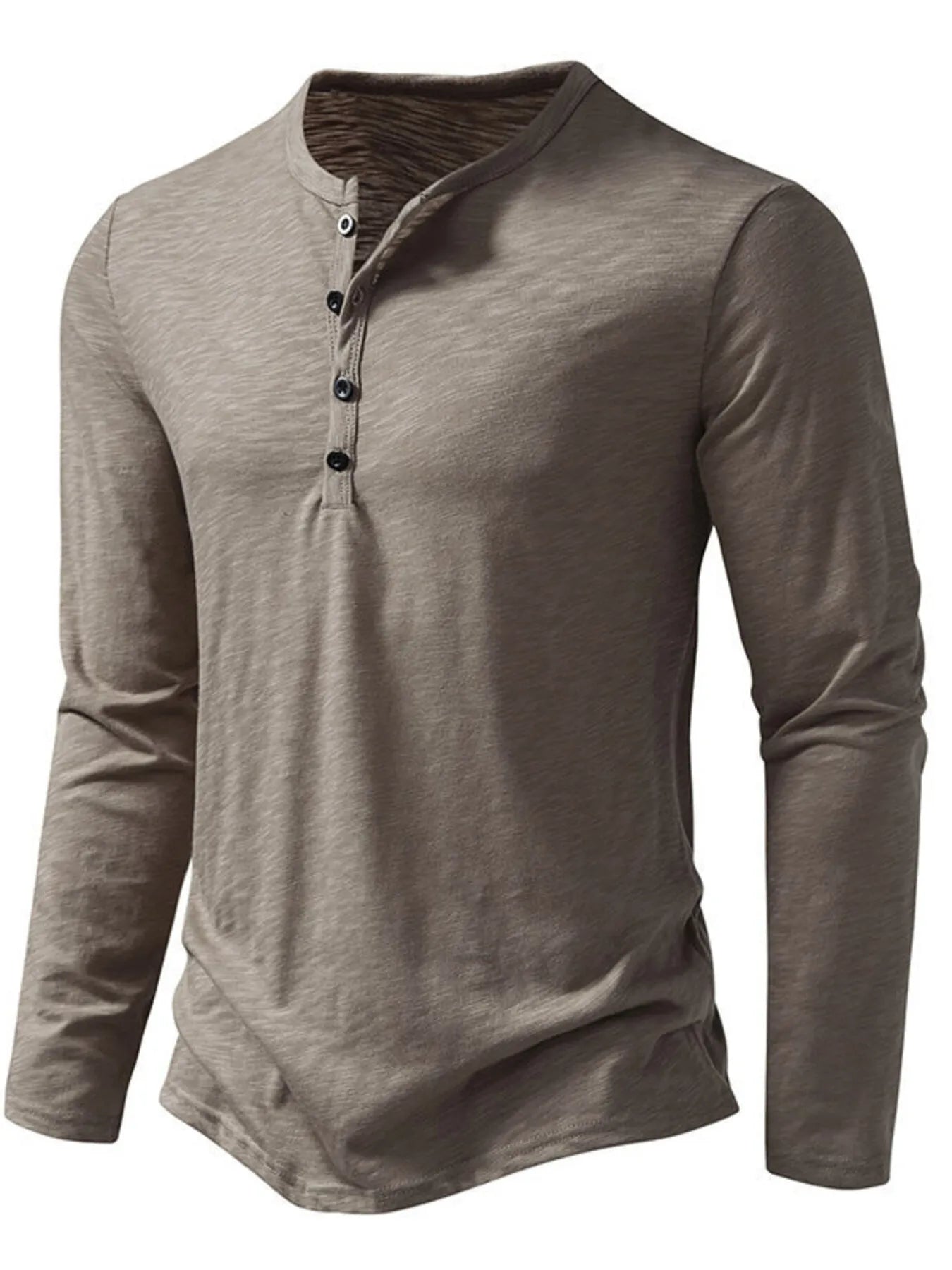 Men's Button Detail Long Sleeve T-Shirt - Velora Luxury Fashion
