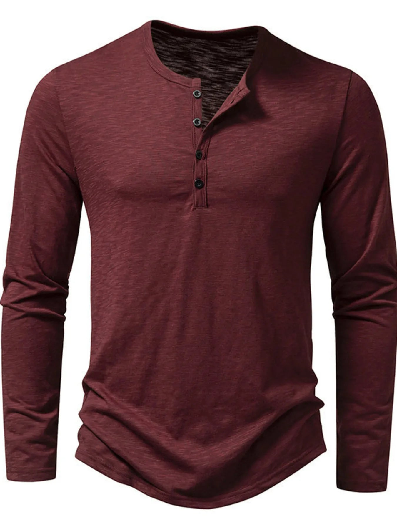 Men's Button Detail Long Sleeve T-Shirt - Velora Luxury Fashion