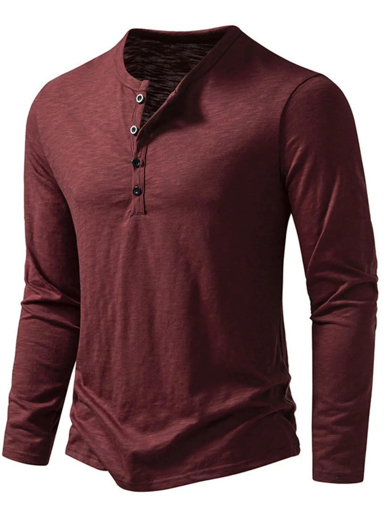 Men's Button Detail Long Sleeve T-Shirt - Velora Luxury Fashion