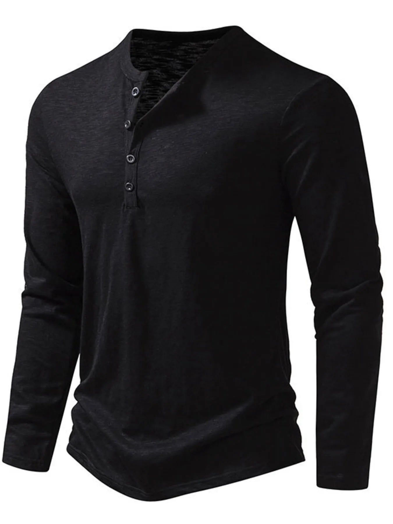 Men's Button Detail Long Sleeve T-Shirt - Velora Luxury Fashion