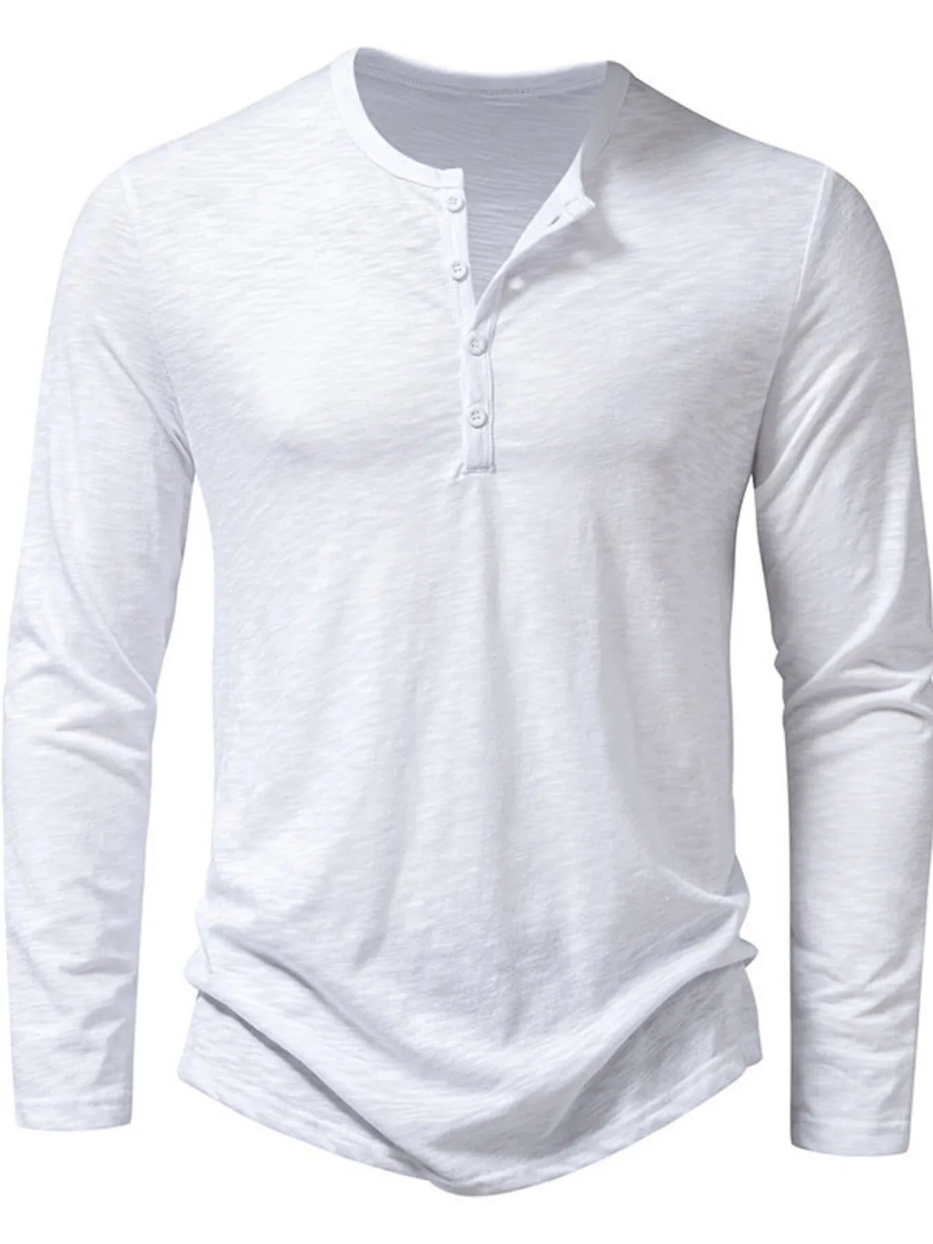 Men's Button Detail Long Sleeve T-Shirt - Velora Luxury Fashion