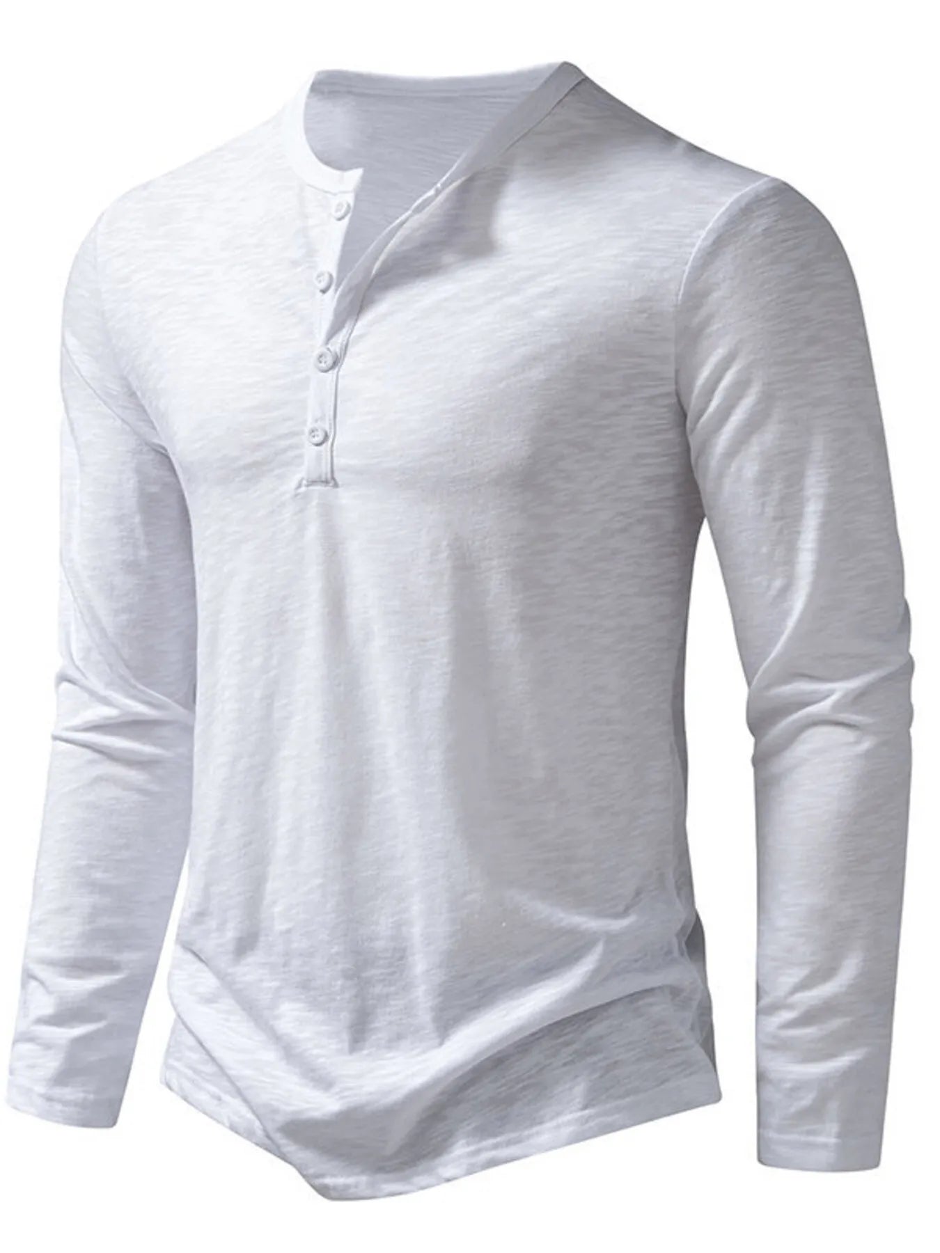 Men's Button Detail Long Sleeve T-Shirt - Velora Luxury Fashion