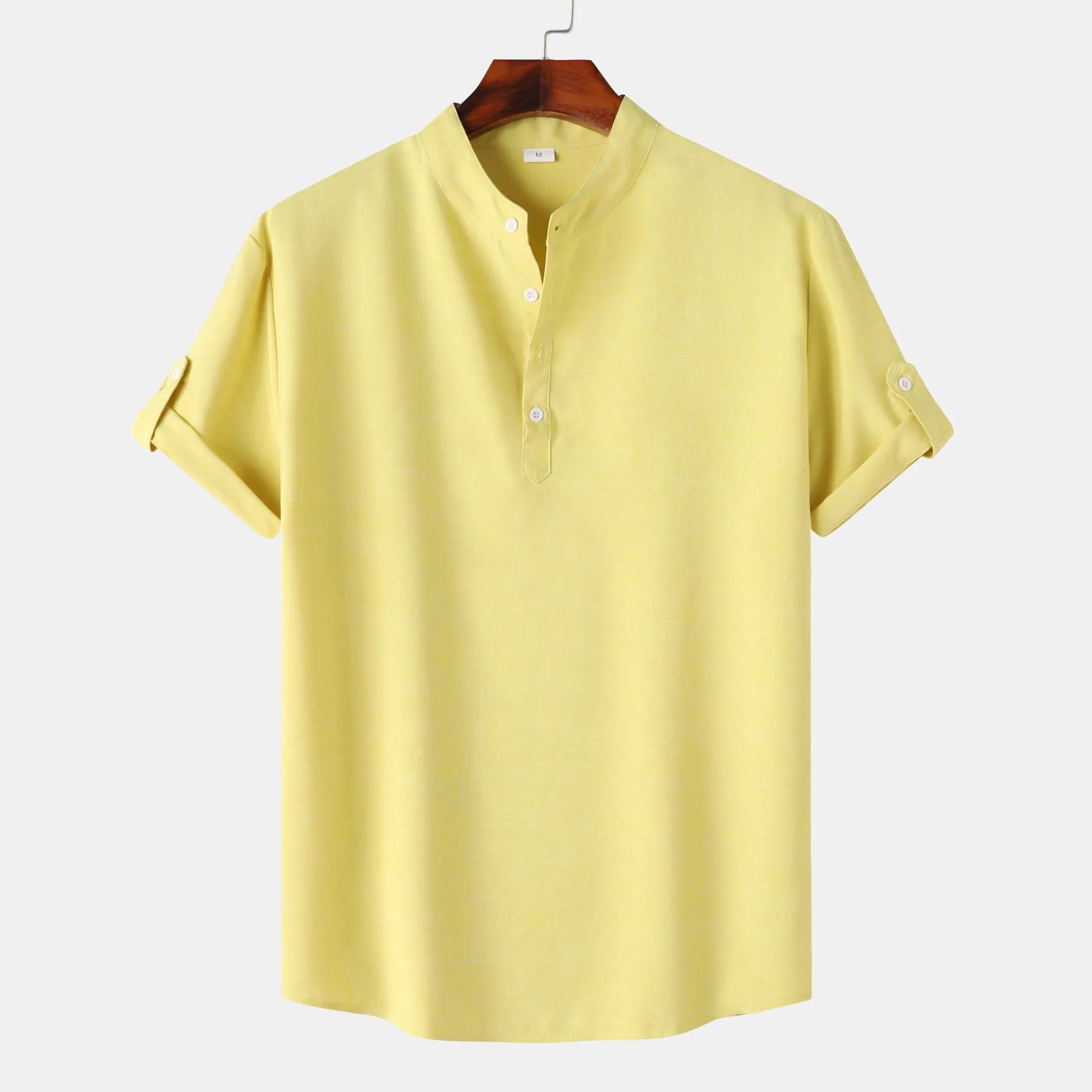 Men's Button Detail Short Sleeve Blouse - Velora Luxury Fashion