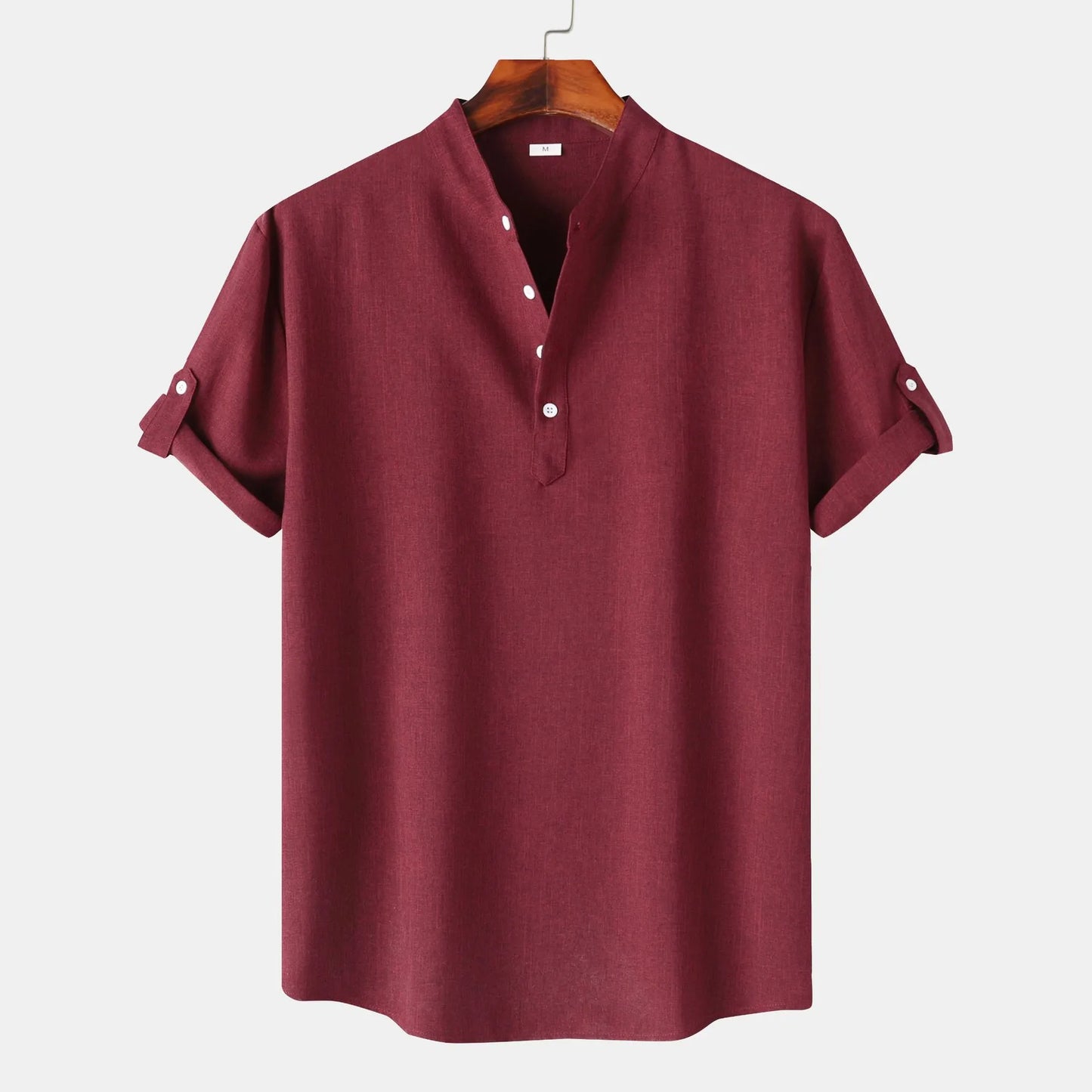 Men's Button Detail Short Sleeve Blouse - Velora Luxury Fashion