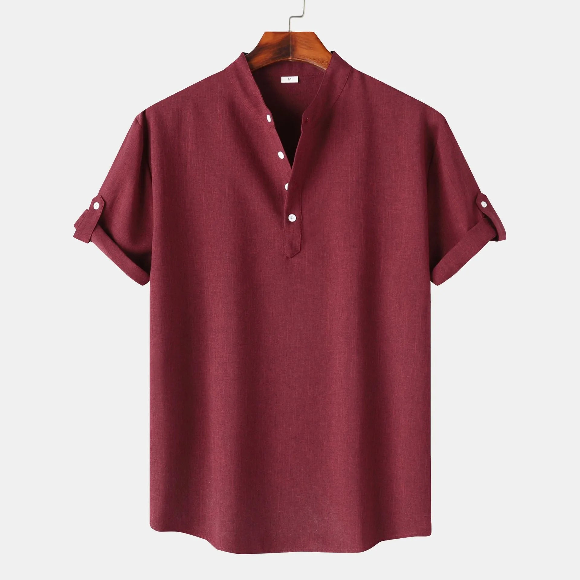 Men's Button Detail Short Sleeve Blouse - Velora Luxury Fashion