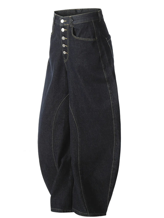 Men's Button Fly High Waist Curved Jeans - Velora