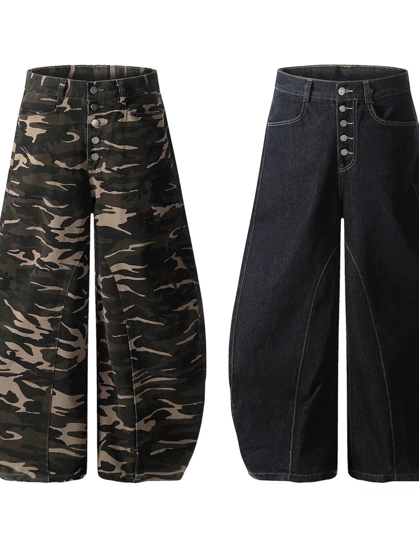 Men's Button Fly High Waist Curved Jeans - Velora