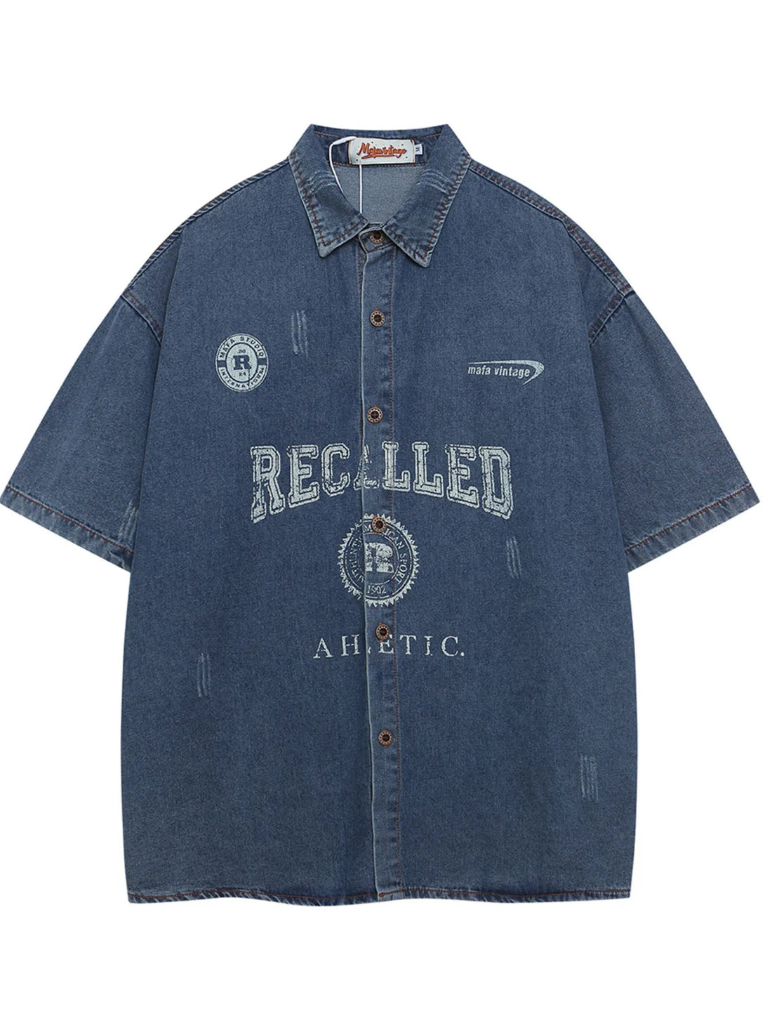 Men's Button Up Short Sleeve Denim Shirt - Velora Luxury Fashion