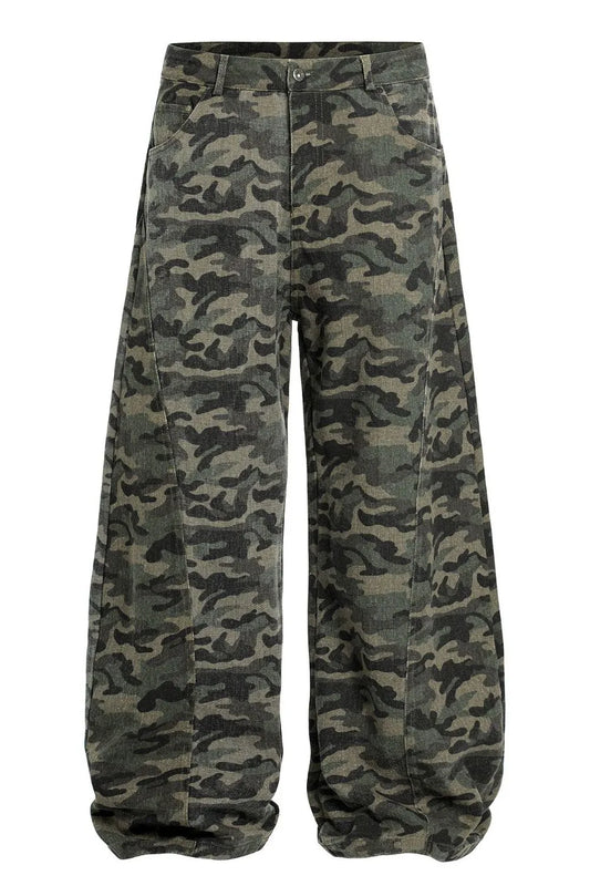 Men's Camouflage Wide-Leg Cargo Pants - Velora