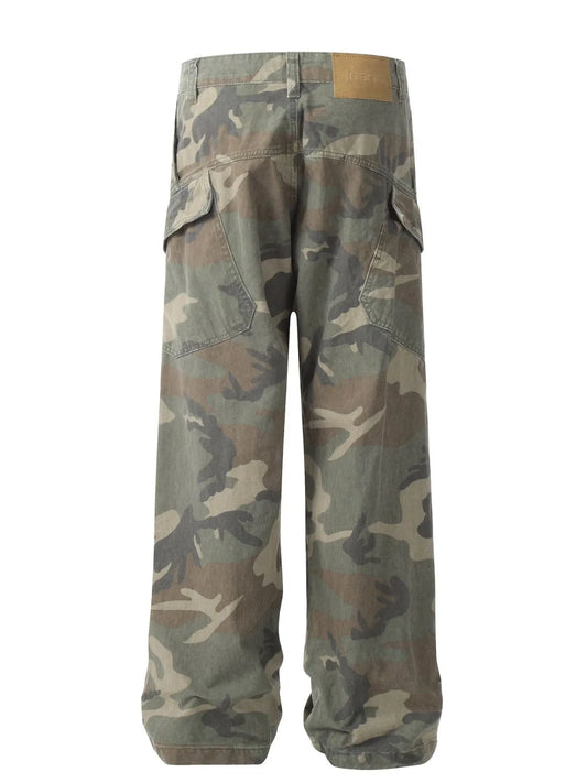Men's Camouflage Wide Leg Jeans - Velora Luxury Fashion