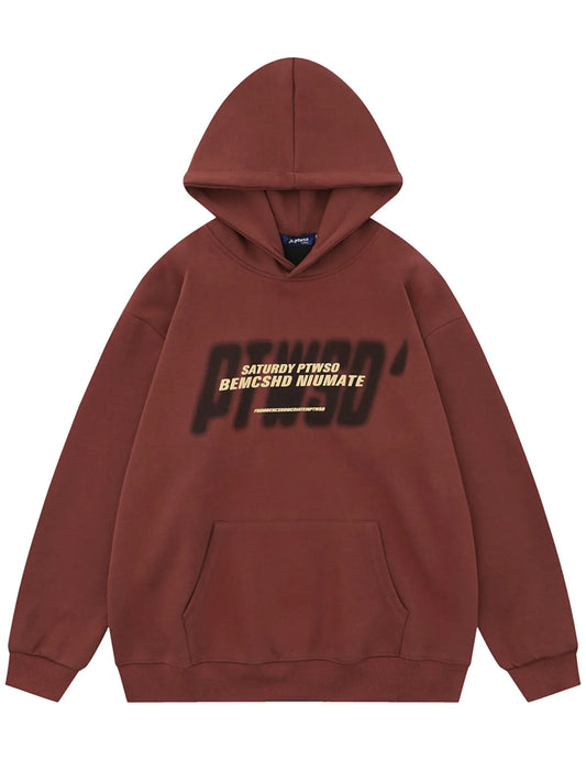 Men's Casual Letter Graphic Kangaroo Pocket Hoodie - Velora