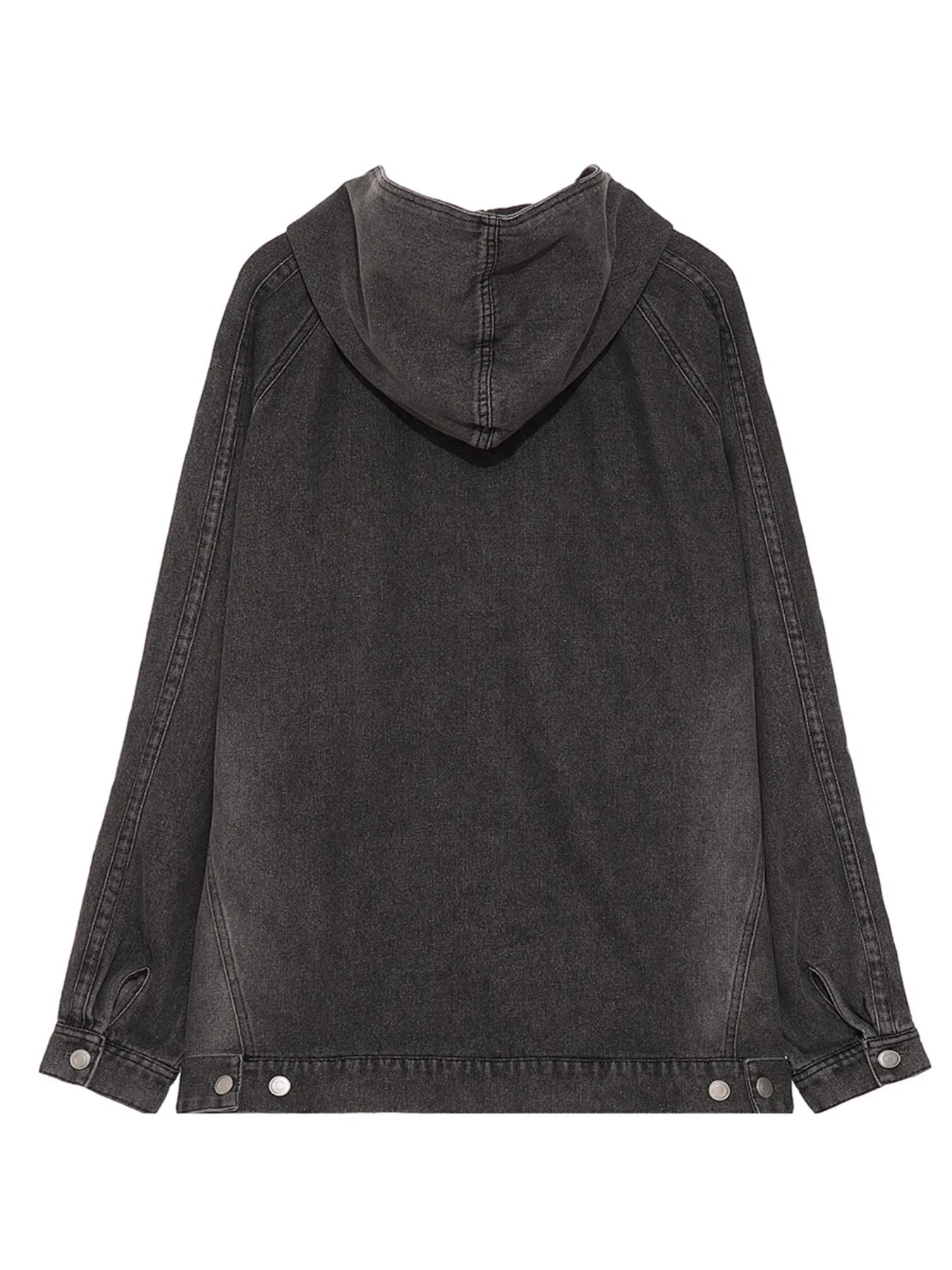 Men's Casual Quarter Zip Letter Washed Denim Hoodie - Velora