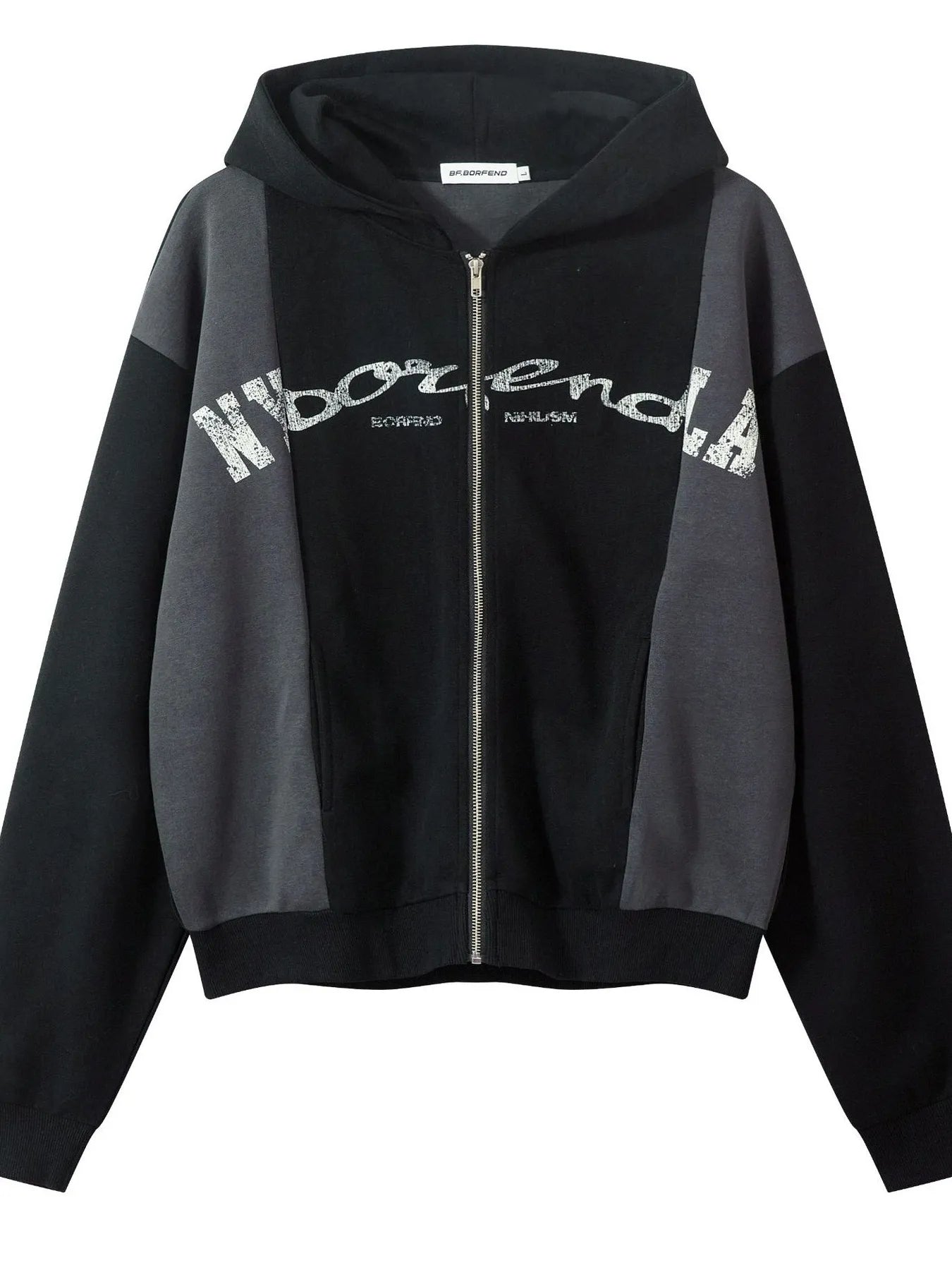 Men's Color Block Letter Graphic Zip-Up Hoodie - Velora Luxury Fashion