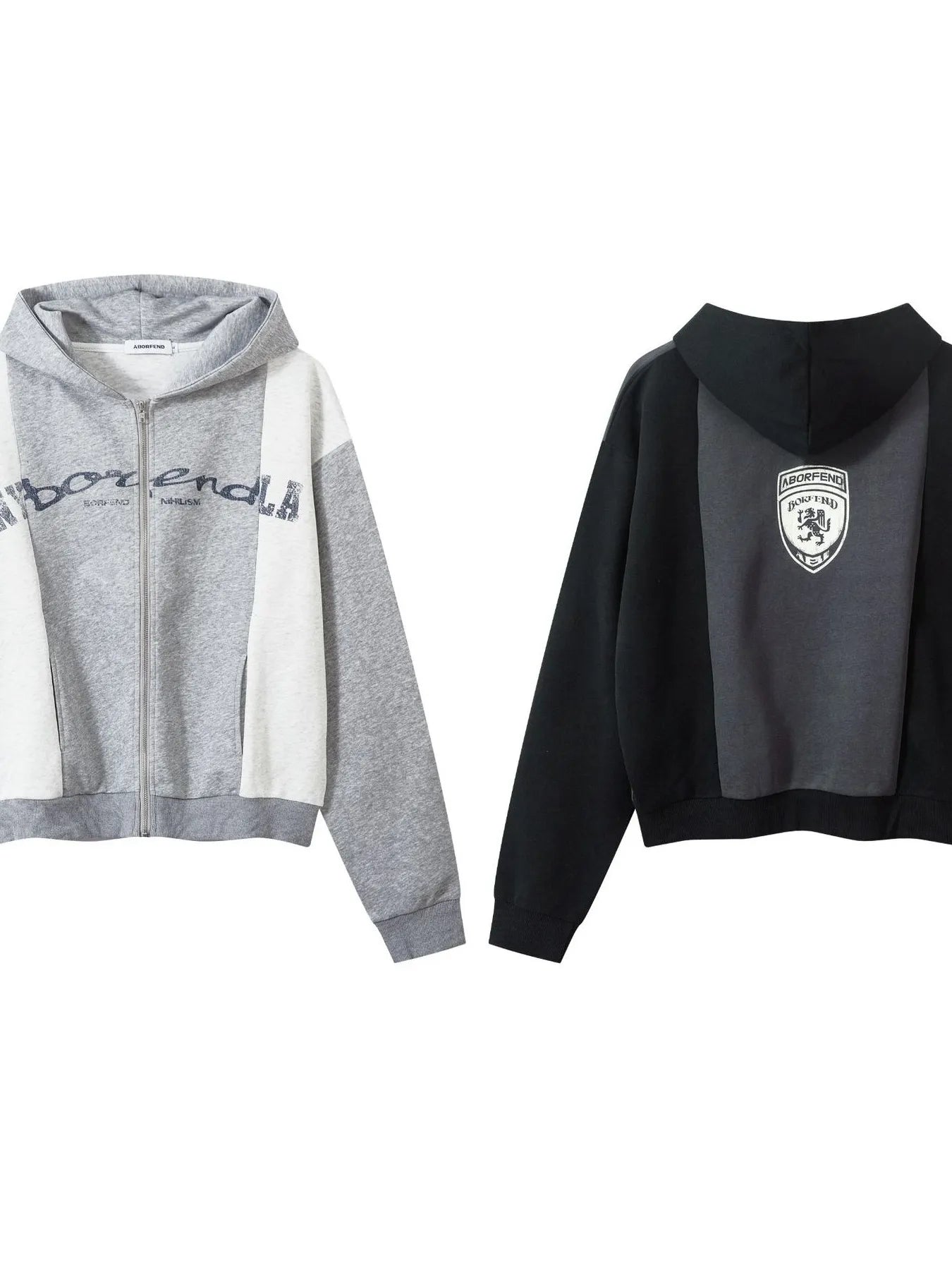 Men's Color Block Letter Graphic Zip-Up Hoodie - Velora Luxury Fashion