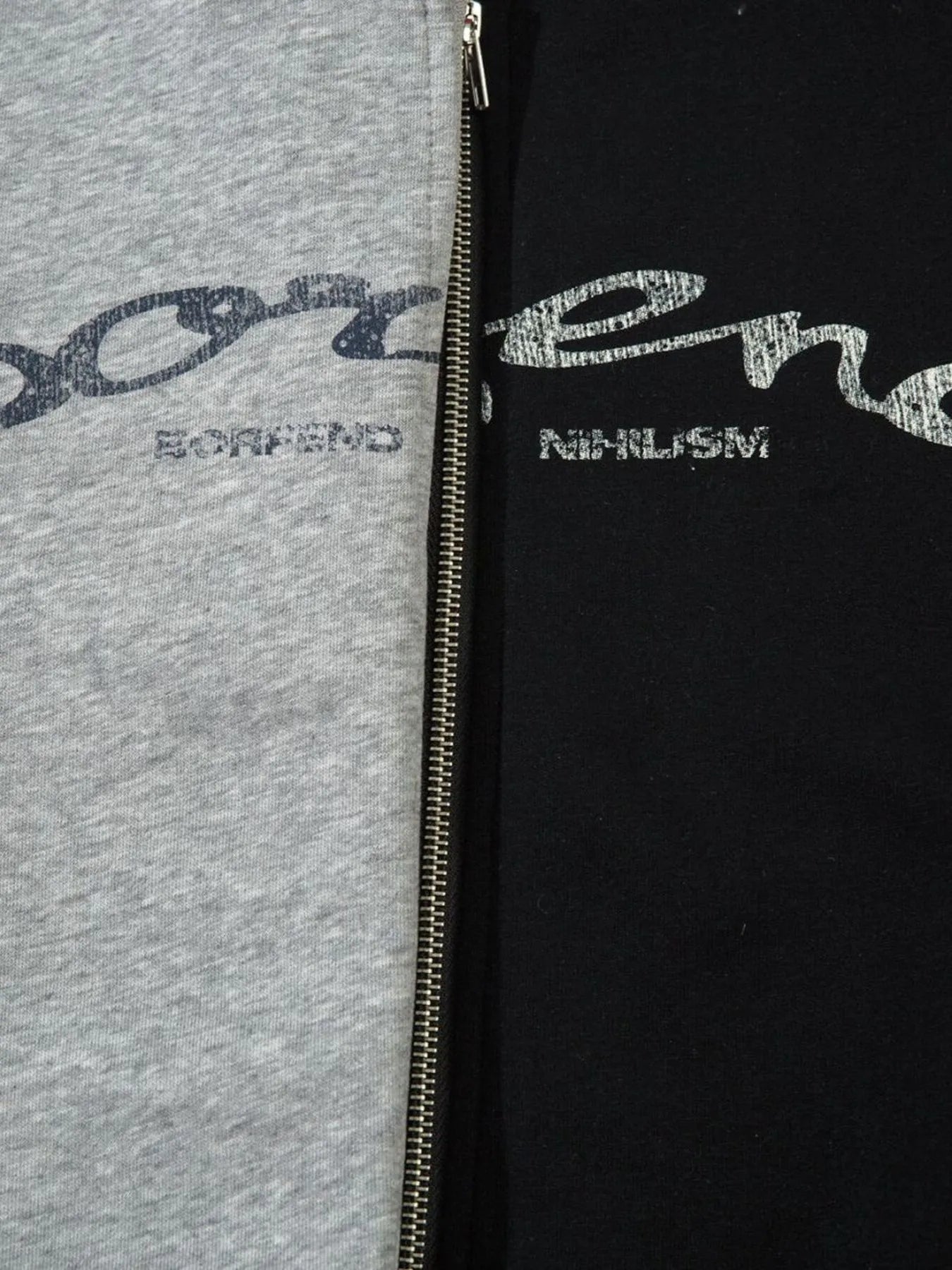 Men's Color Block Letter Graphic Zip-Up Hoodie - Velora Luxury Fashion