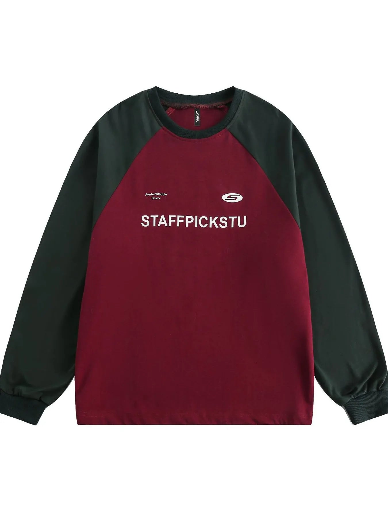Men's Color Block Raglan Sleeve Letter Graphic Sweatshirt - Velora