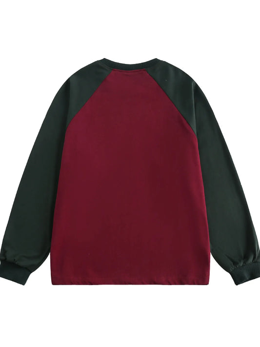 Men's Color Block Raglan Sleeve Letter Graphic Sweatshirt - Velora