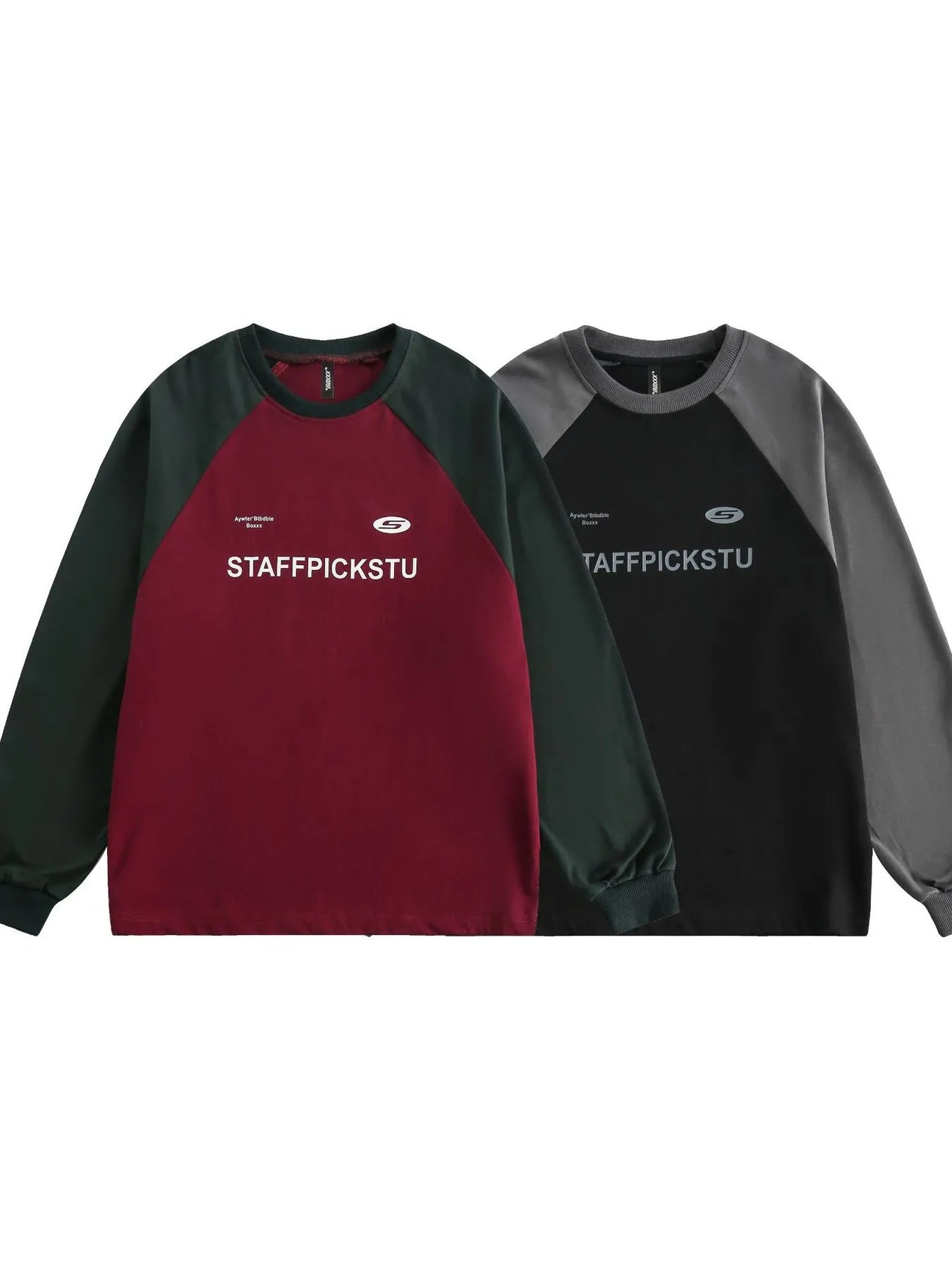 Men's Color Block Raglan Sleeve Letter Graphic Sweatshirt - Velora