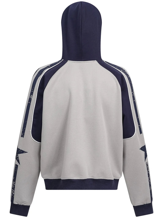 Men's Contrast Drawstring Zip-Up Hoodie - Velora