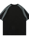 Men's Contrast Letter Round Neck Oversize T-Shirt - Velora Luxury Fashion