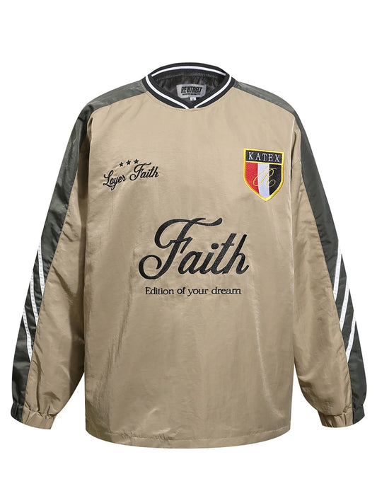 Men's Contrast Pullover Windbreaker with Embroidered Deatil - Velora