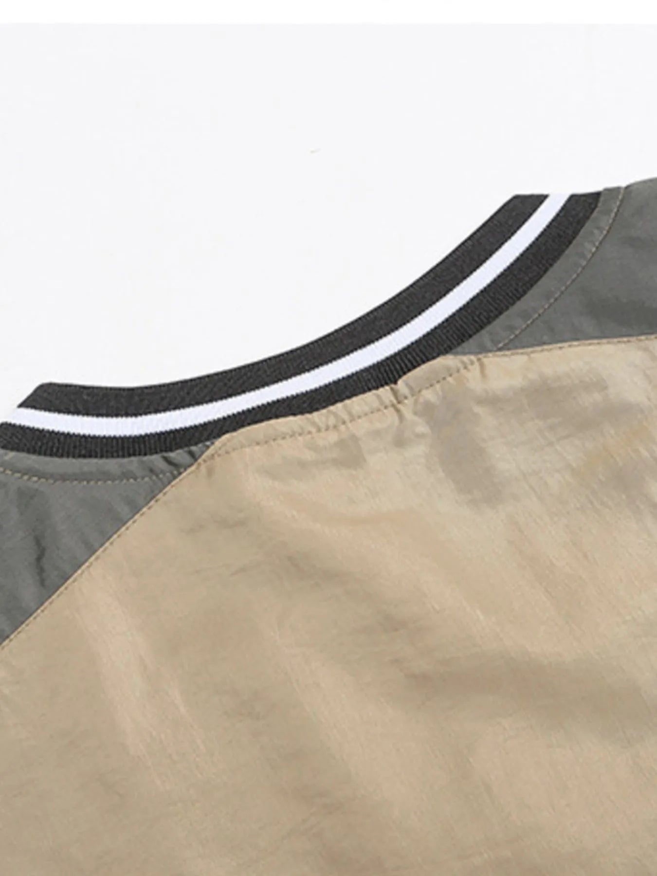 Men's Contrast Pullover Windbreaker with Embroidered Deatil - Velora Luxury Fashion