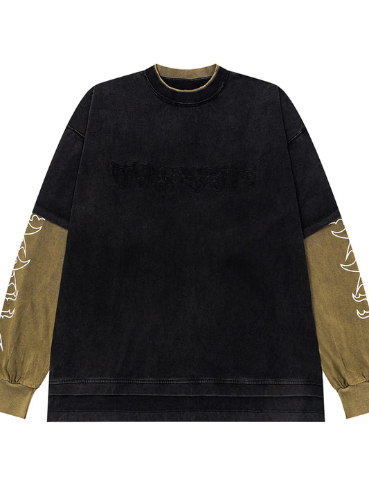 Men's Contrast Sleeve Round Neck Sweatshirt - Velora