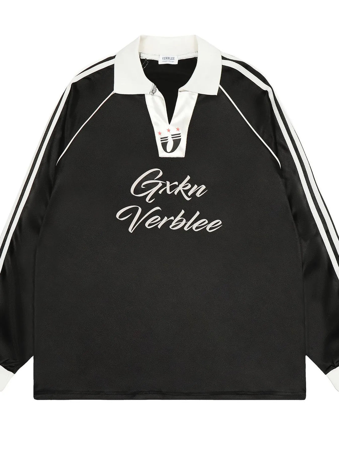Men's Contrast Striped Long Sleeve Polo - Velora Luxury Fashion