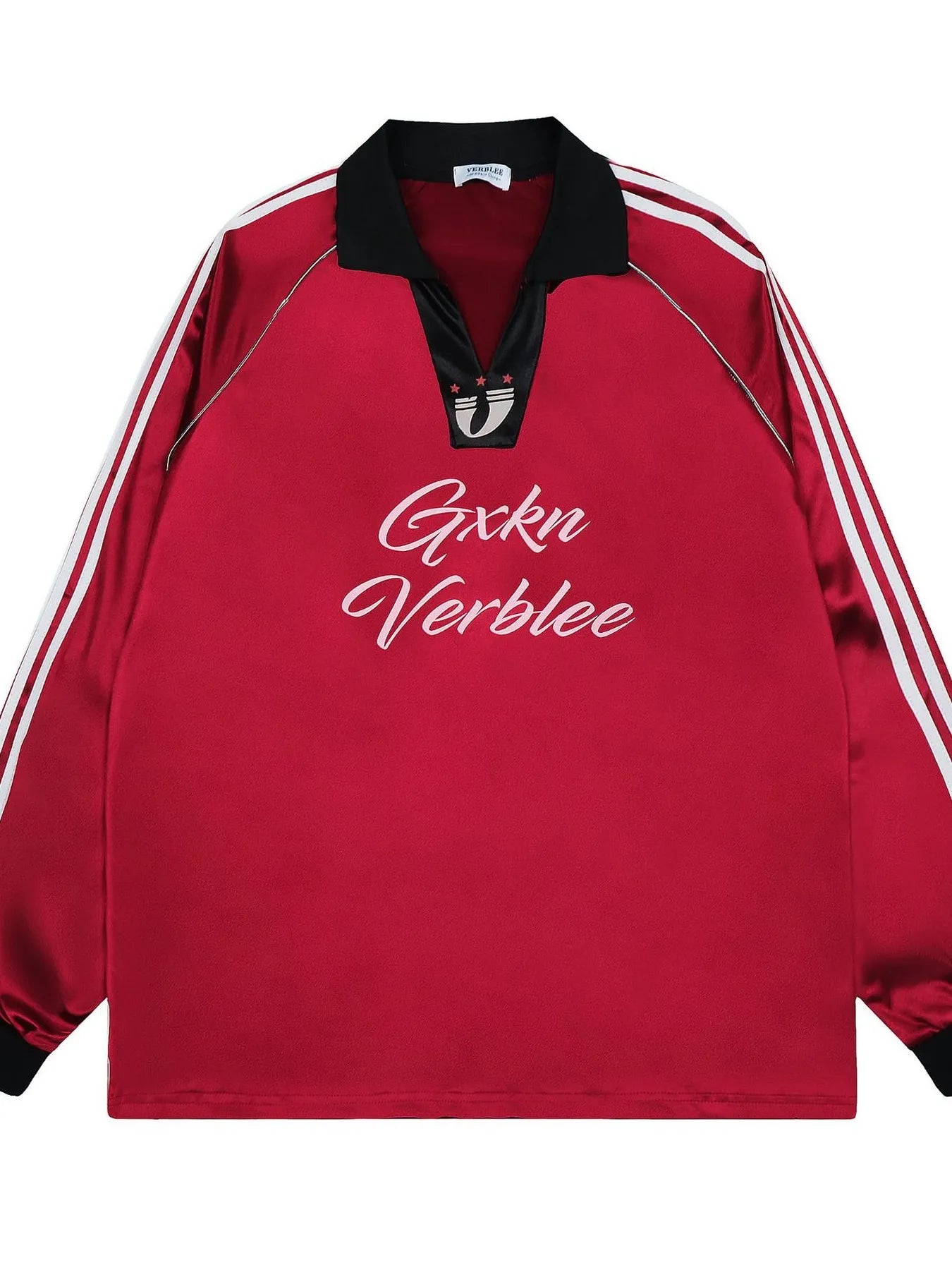 Men's Contrast Striped Long Sleeve Polo - Velora Luxury Fashion