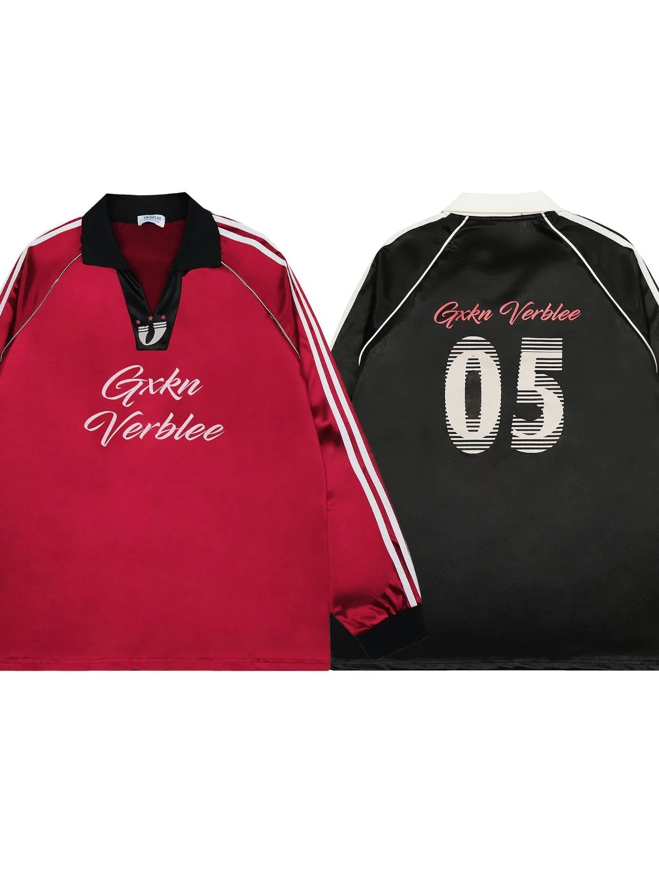 Men's Contrast Striped Long Sleeve Polo - Velora Luxury Fashion