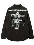 Men's Cross Button Up Oversized Denim Shirt - Velora Luxury Fashion