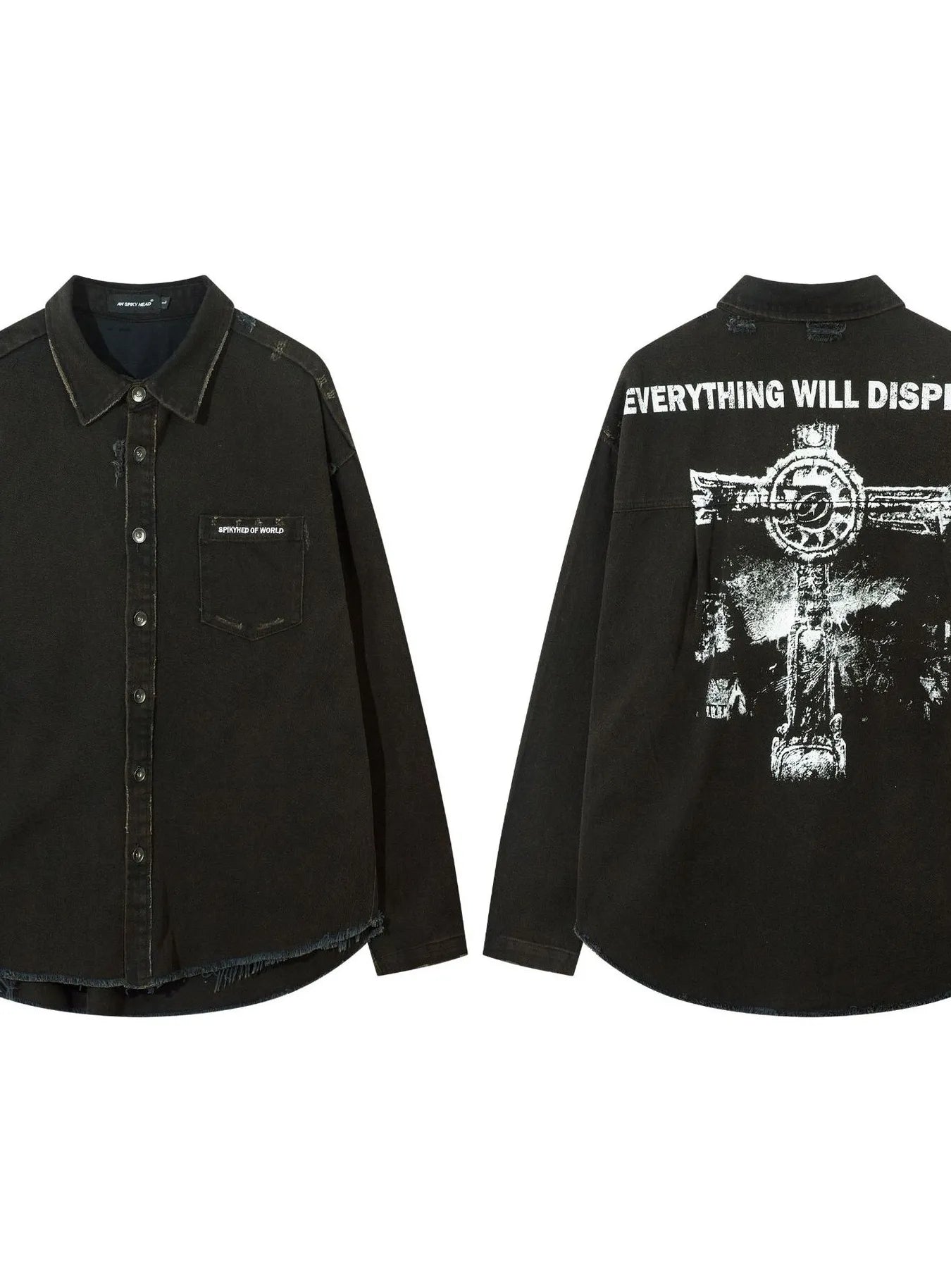 Men's Cross Button Up Oversized Denim Shirt - Velora Luxury Fashion