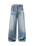 Men's Distressed Button Fly Wide Leg Jeans - Velora Luxury Fashion