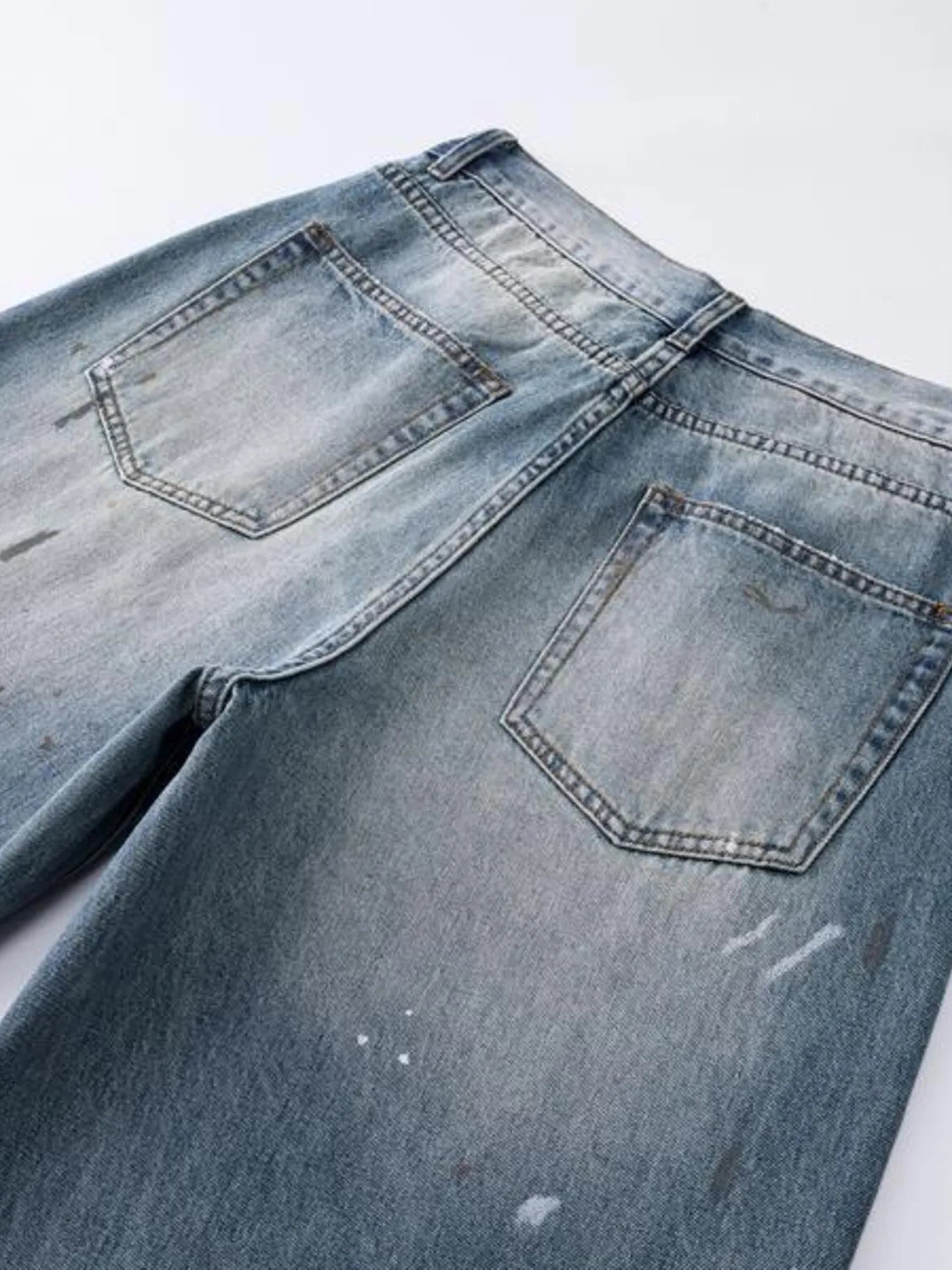 Men's Distressed Button Fly Wide Leg Jeans - Velora Luxury Fashion