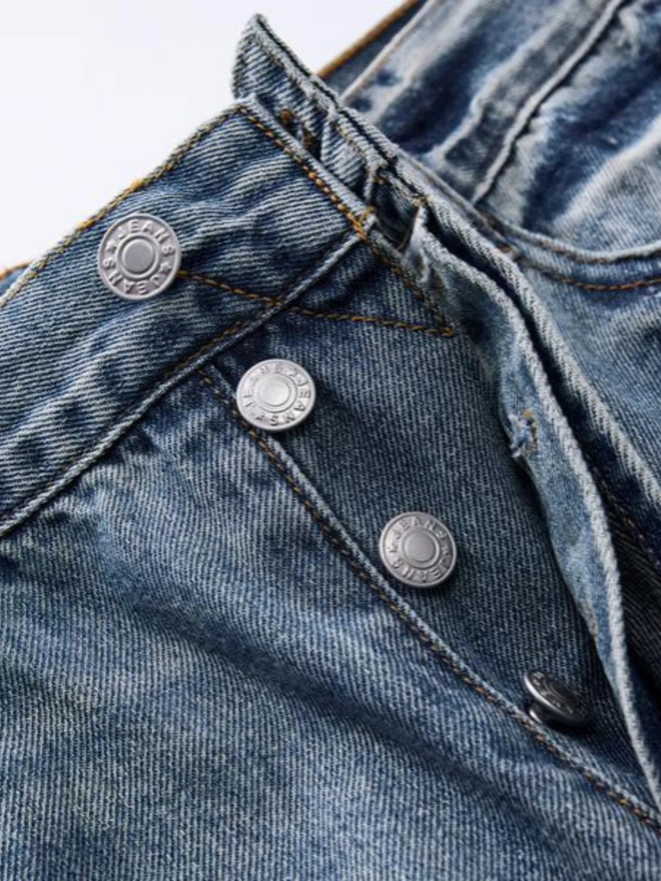 Men's Distressed Button Fly Wide Leg Jeans - Velora Luxury Fashion