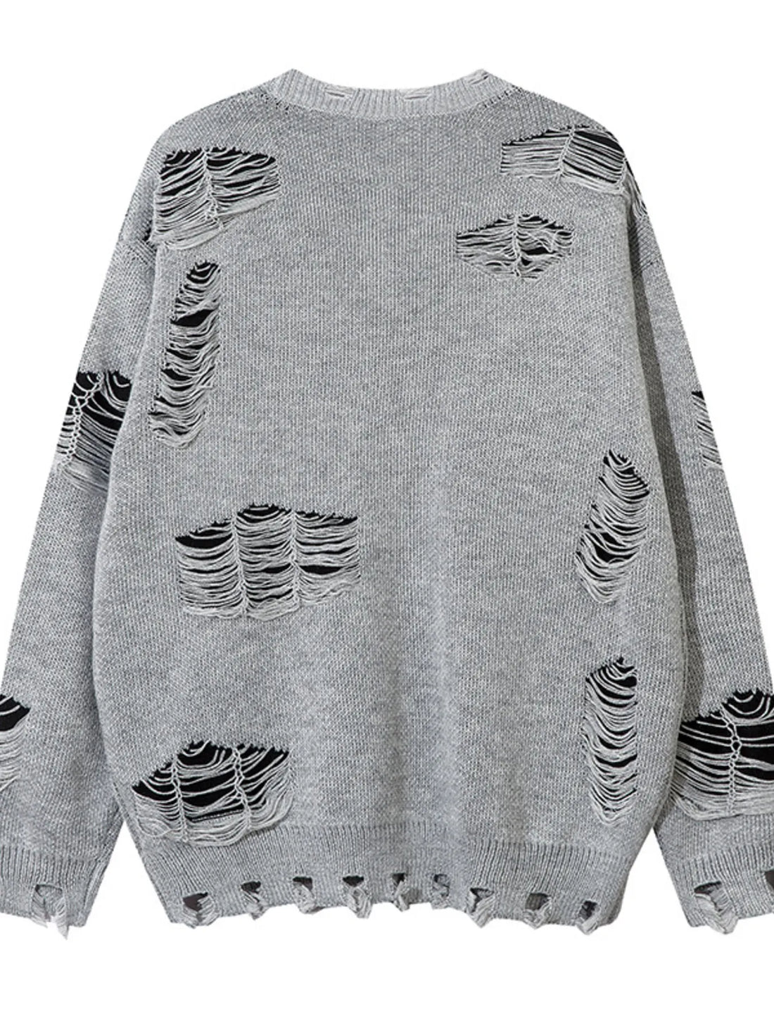 Men's Distressed Chain Detail Oversized Sweater - Velora Luxury Fashion